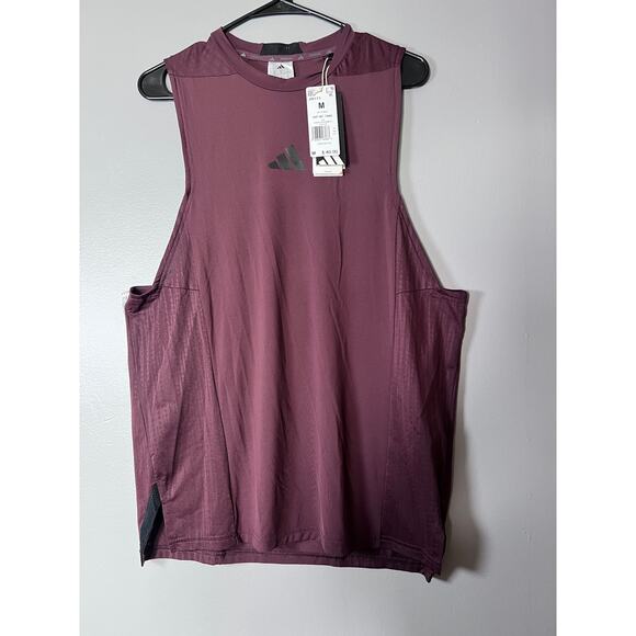 Adidas Men’s Training Tank Top M Burgundy Sleeveless Gym Shirt ClimaCool NWT $40 - Picture 1 of 9